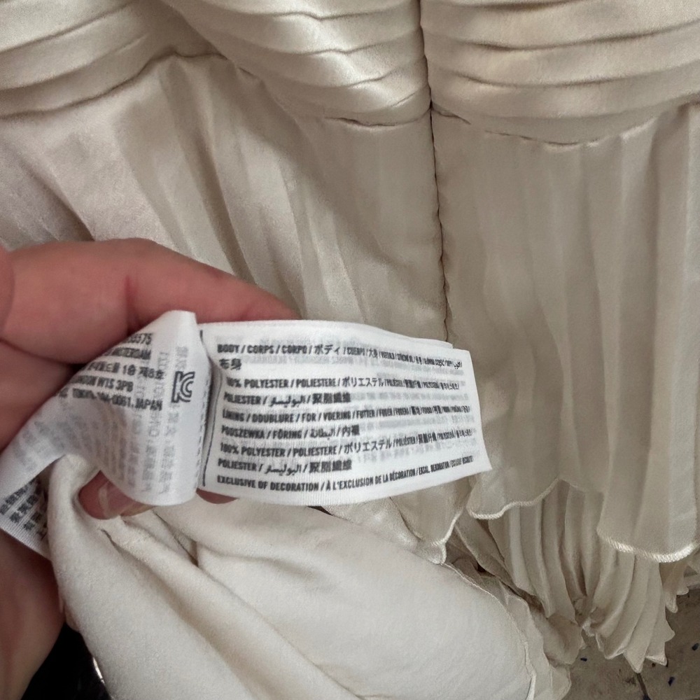 Abercrombie & Fitch Giselle Pleated Tiered Maxi Dress Cream Cut Out Size M - Picture 11 of 13